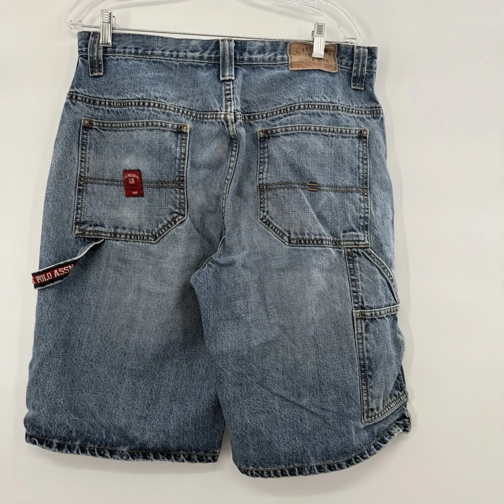 VTG US Polo Assn Shorts Mens 34 Blue Baggy Carpenter 12" Hammer Loop Hip Hop Y2K - Picture 3 of 8